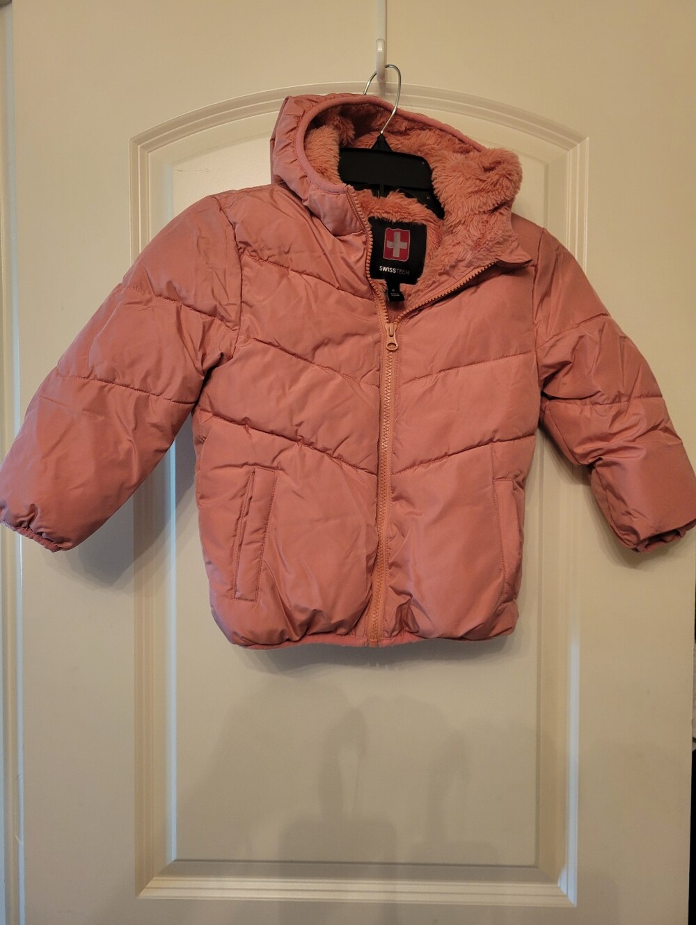 Girls Swiss Tech Hooded Puffer Jacket - Dusty Pink